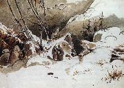 Karl Blechen Alpine Pass in Winter with Monks Spain oil painting artist